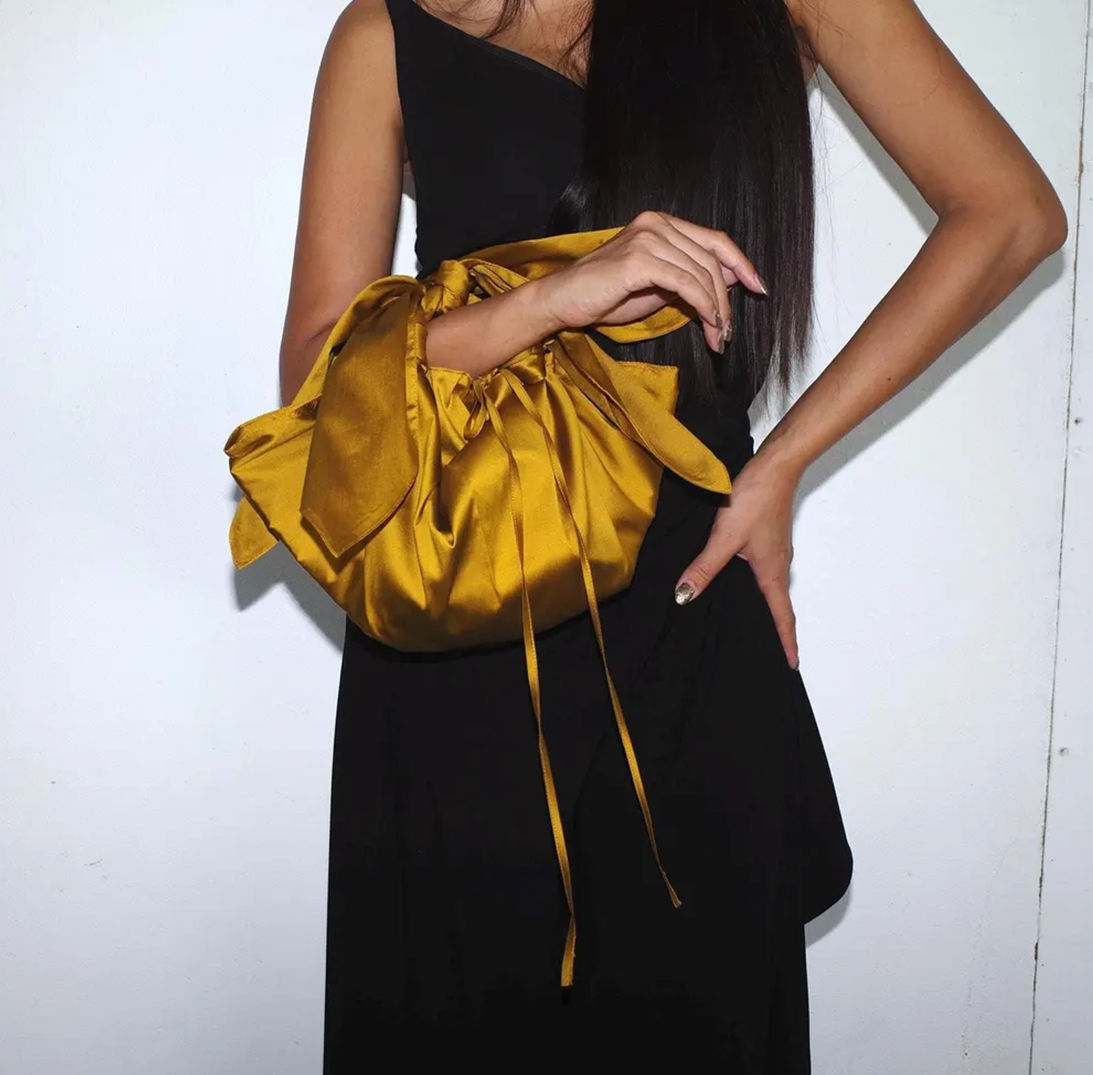 Golden Mustard Knot Bag in Taffeta — image 2